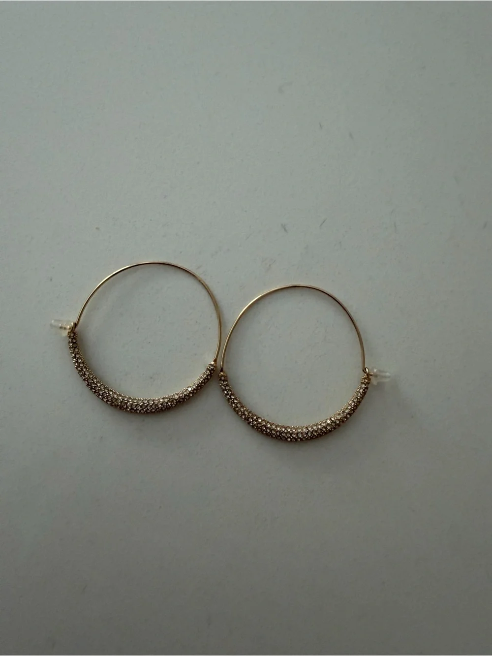 Anthropologie Gold Crystal Pavé Hoop Earrings